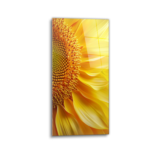 Sunflower Close Up Glass Wall Art