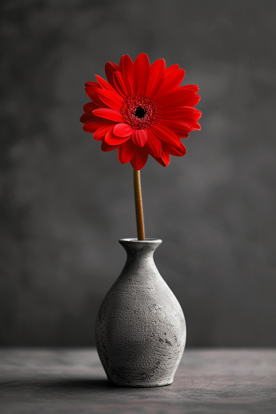 Red Flower Stem Glass Wall Art