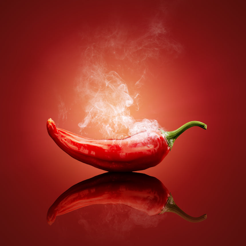 Printed Glass Kitchen Splashback Simmering Chilli