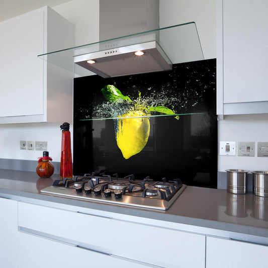 Printed Glass Kitchen Splashback Bespoke Size Toughened Lemon