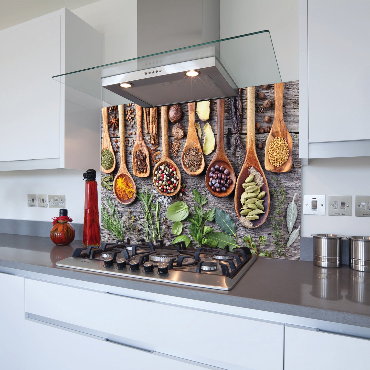 Printed Glass Kitchen Splashback Bespoke Size Toughened Spices