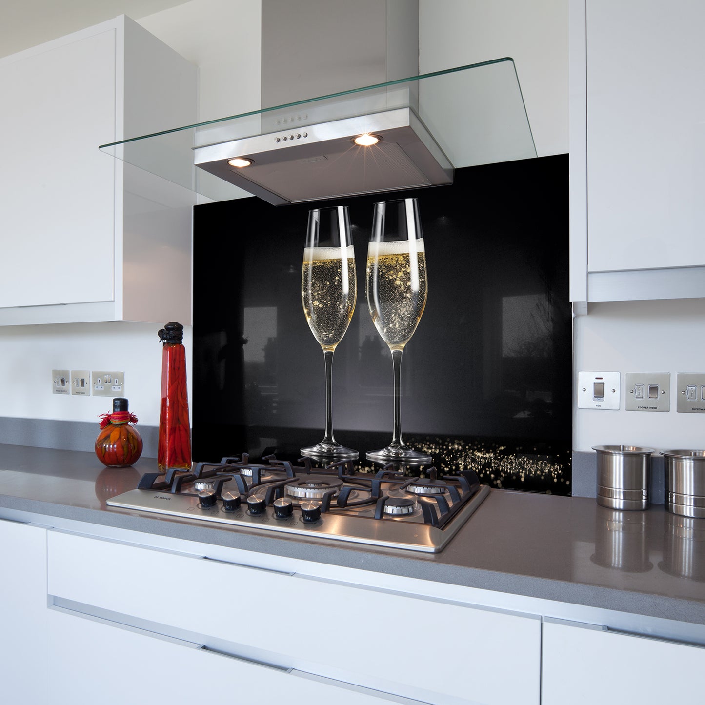 Printed Glass Kitchen Splashback Bespoke Size Toughened Champagne 2