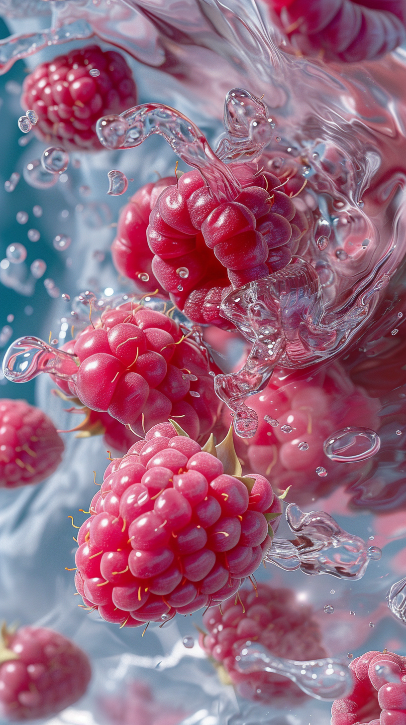 Raspberries Close Up Glass Wall Art