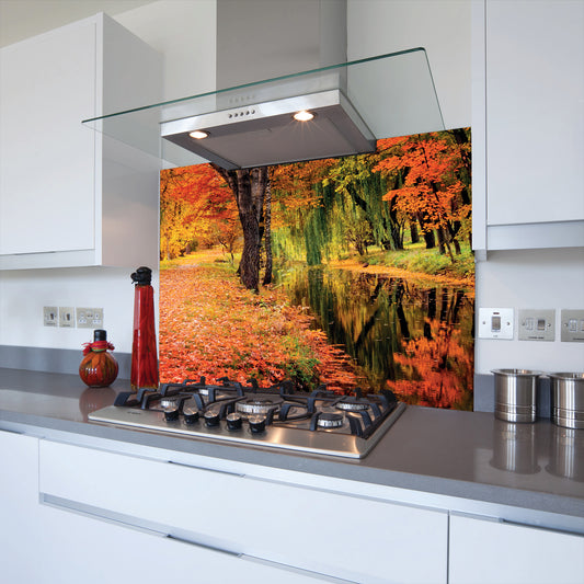 Printed Glass Kitchen Splashback Bespoke Size Toughened Autumn Forest