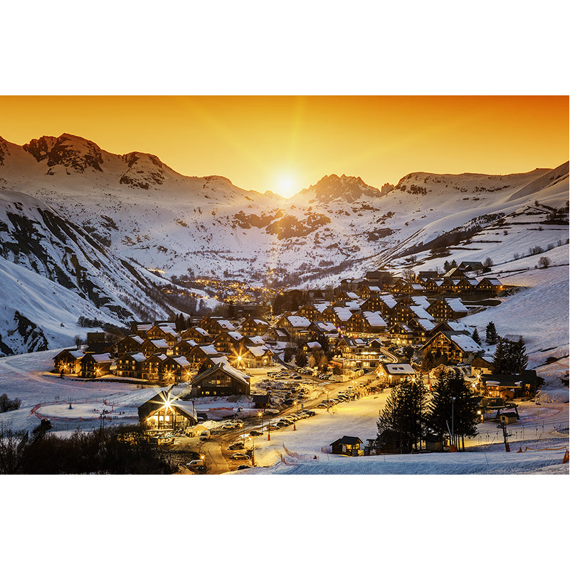 Printed Glass Kitchen Splashback Snowy Mountains
