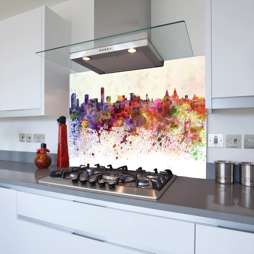 Printed Glass Kitchen Splashback Colourful Liverpool