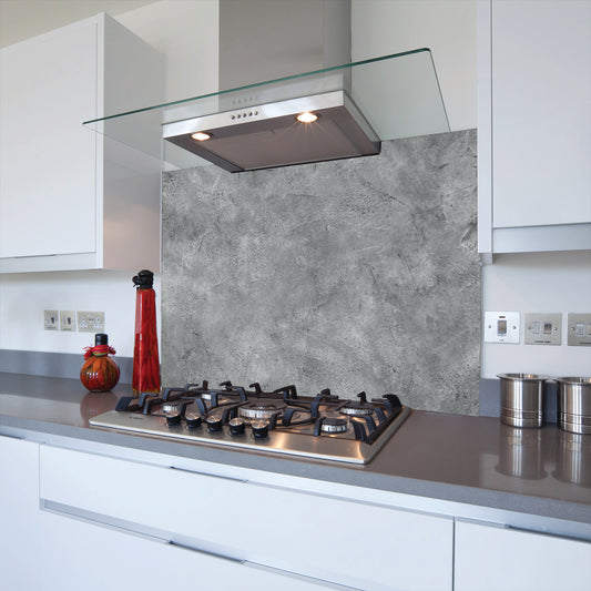 Printed Glass Kitchen Splashback Bespoke Size Toughened Cloudy Concrete