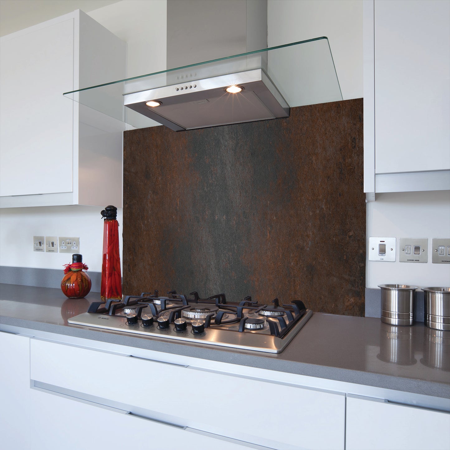 Printed Glass Kitchen Splashback Bespoke Size Toughened Rusted Slate