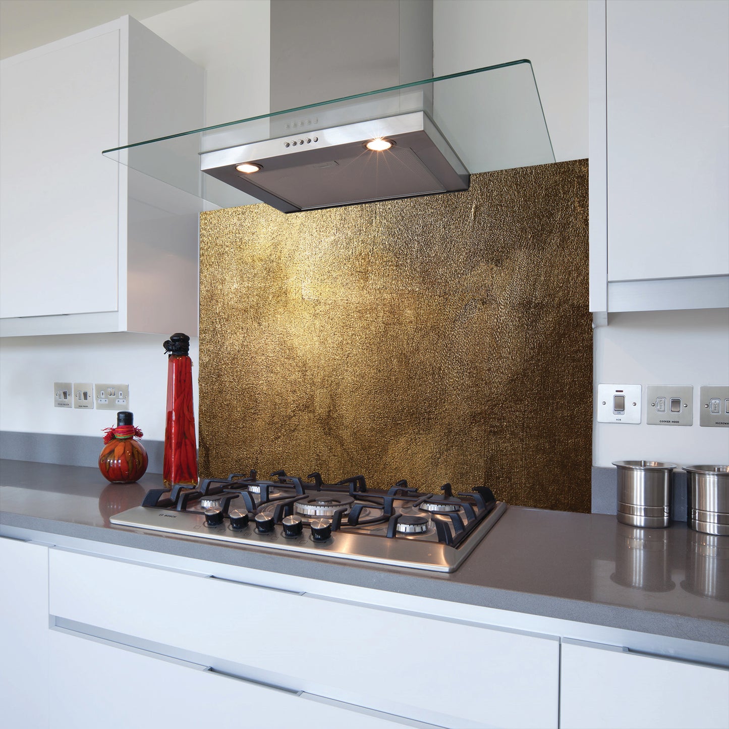 Printed Glass Kitchen Splashback Bespoke Size Toughened Weathered Gold