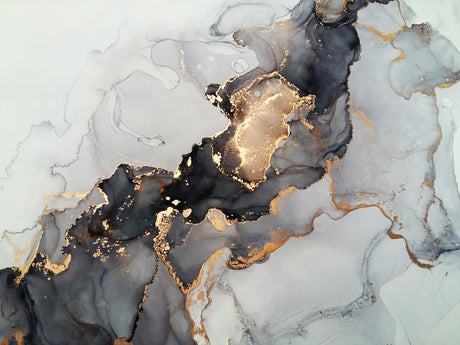 Printed Glass Kitchen Splashback Grey and Gold Marble