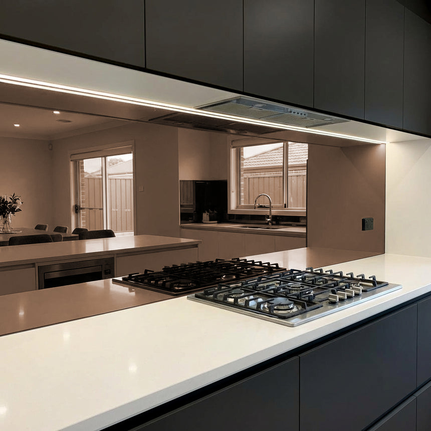 Toughened Bronze Mirror Glass Splashback