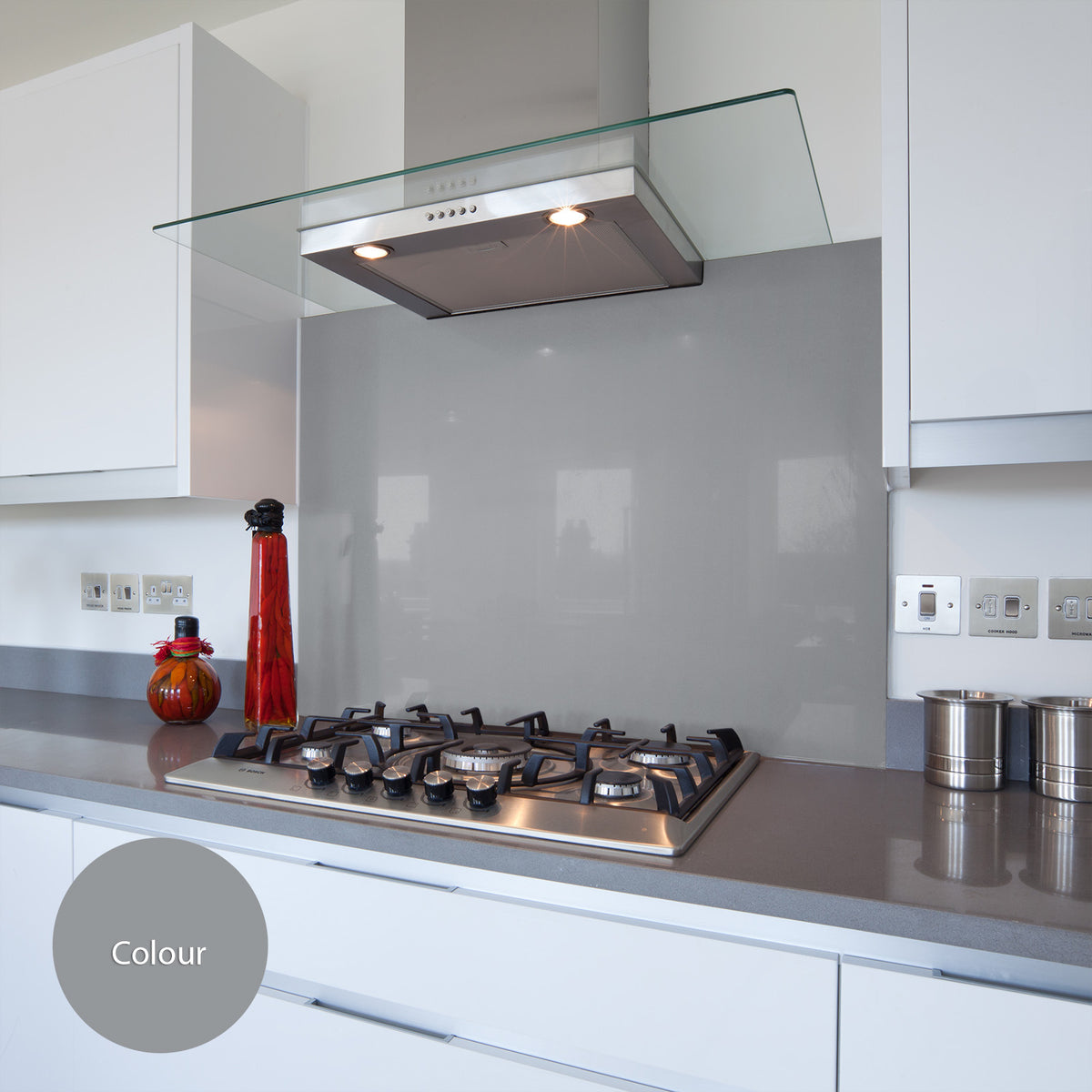 Dark Grey Glass Splashback | Bespoke Glass Products
