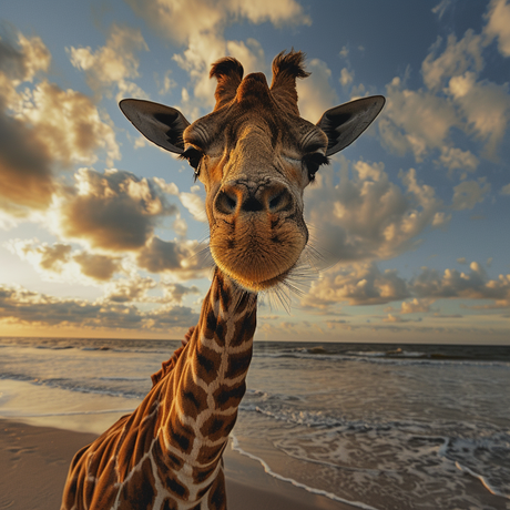 beach giraffe glass wall art