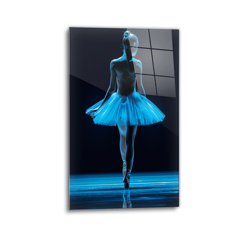 Blue Ballerina Glass Wall Art