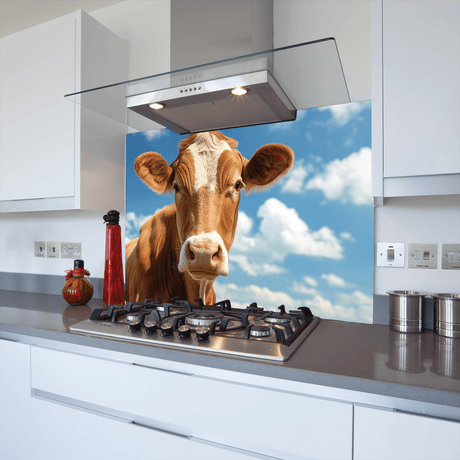 Brown cow kitchen splashback
