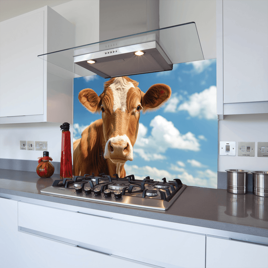Brown cow kitchen splashback