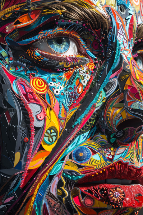 Colour face glass wall art