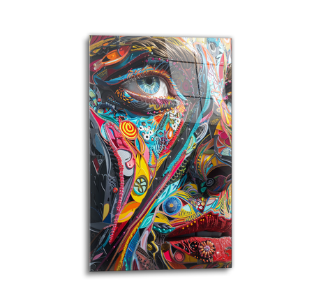 colourful face glass wall art