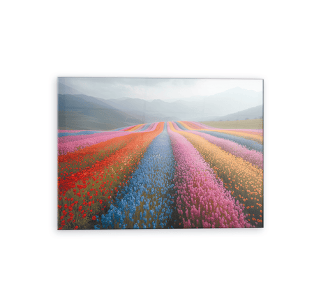 Flower field glass wall art