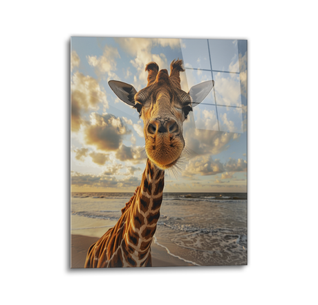 Giraffe glass wall art