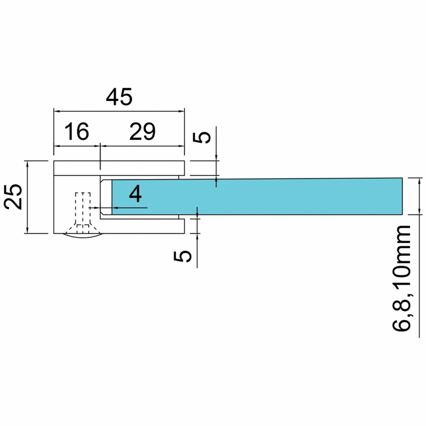 glass pond clamp measurements