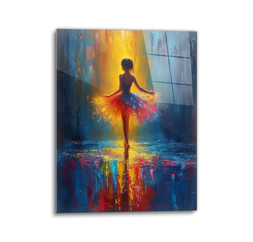Glowing ballerina glass wall art