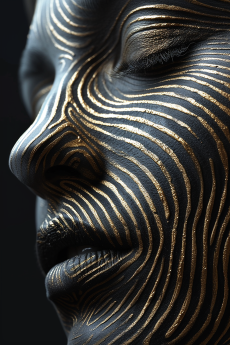 Gold face glass wall art