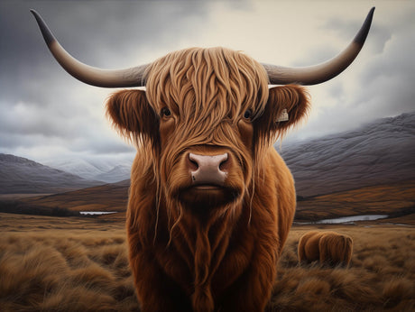 A highland cow cooker splashback used in kitchens