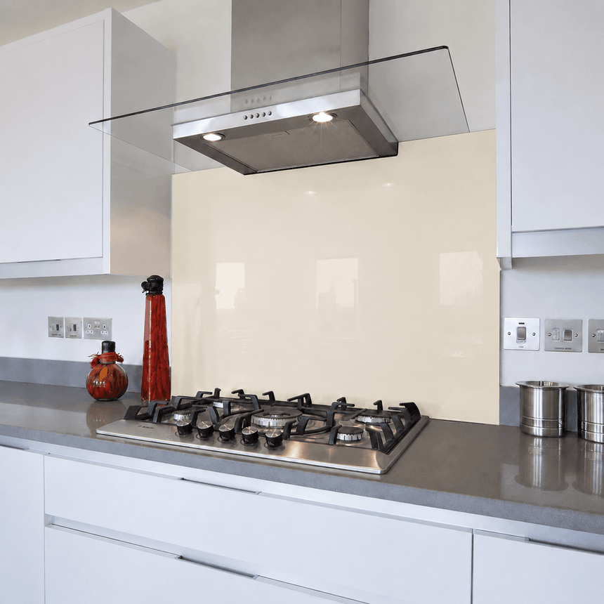 Limewash White Glass Splashback