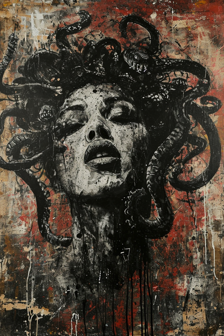 Medusa glass wall art