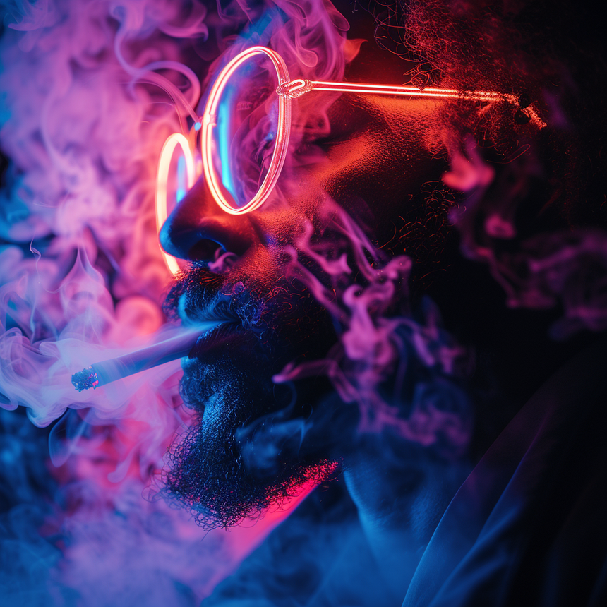 Neon smoke glass wall art