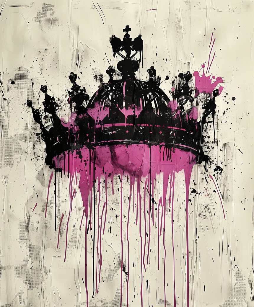 Pink crown glass wall art