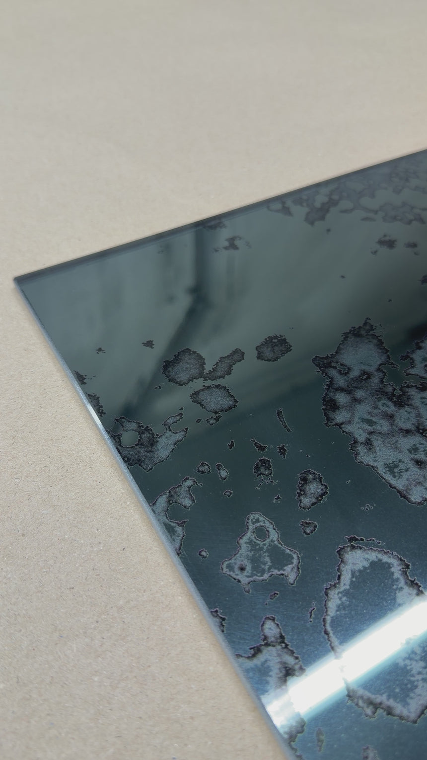 Toughened Antique Grey Mirror Glass Splashback
