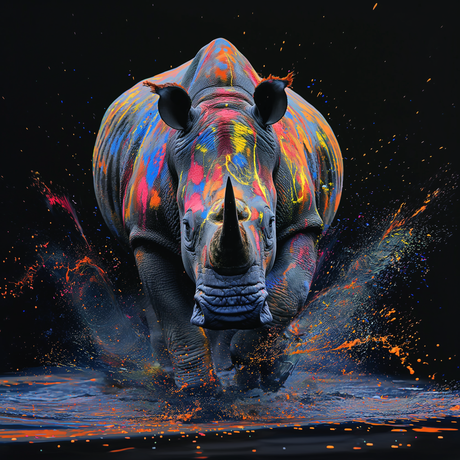rhino glass wall art