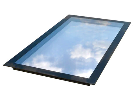 Rectangular swatchable walk on glass skylight with a view of clouds on a white background
